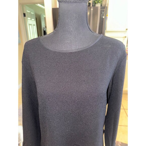 NWT Natori Black Long Sleeve Blouse Top M Polyester Spandex Casual Minimalist - Picture 3 of 11